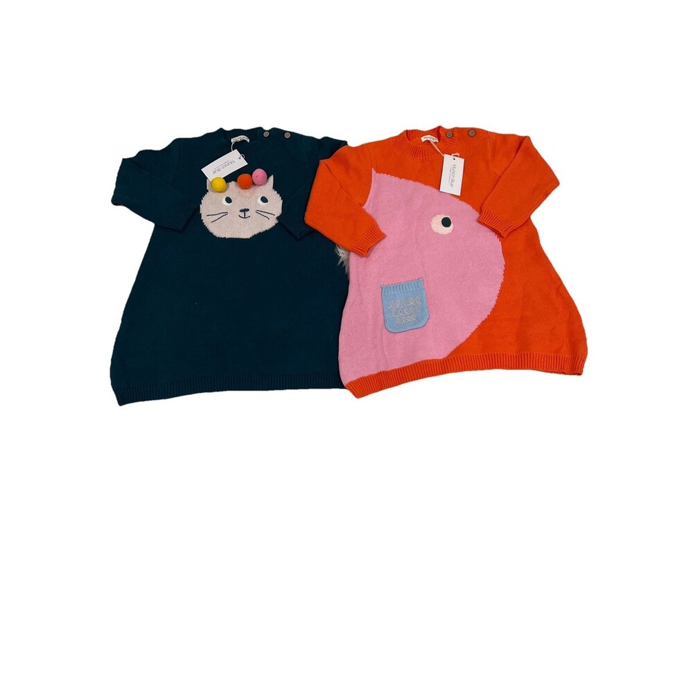 Munich Blue Baby Girl Toddler Infant Child Lot Of 2 Sweater Dresses 18-24 Months